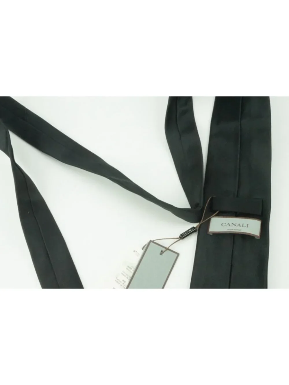 Canali Solid Coal Black 100% Silk Tie Brand New With Tags
